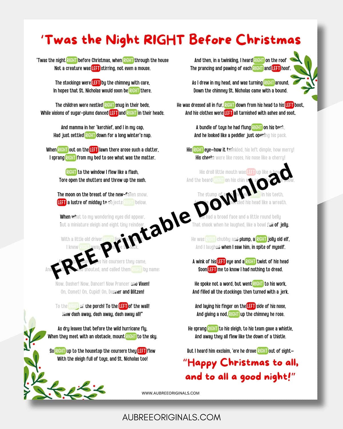 Right Left Christmas Game
