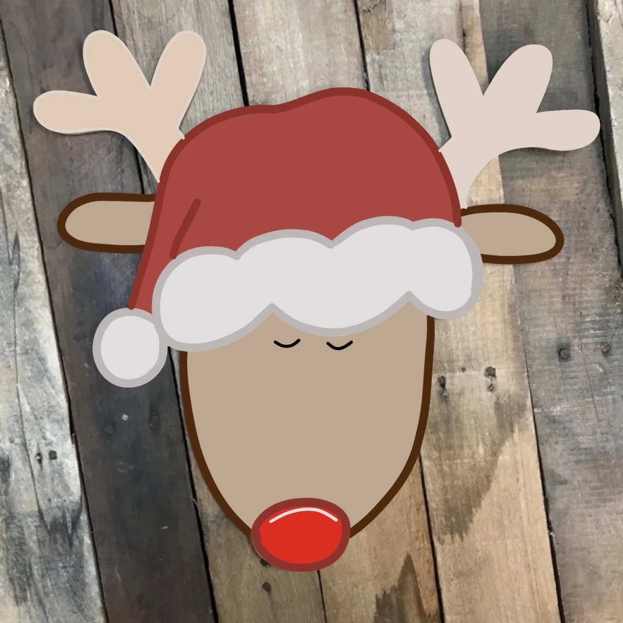 Rudolph Reindeer In Santa Hat Paint By Line Christmas Shape Unfinished Craft Shape