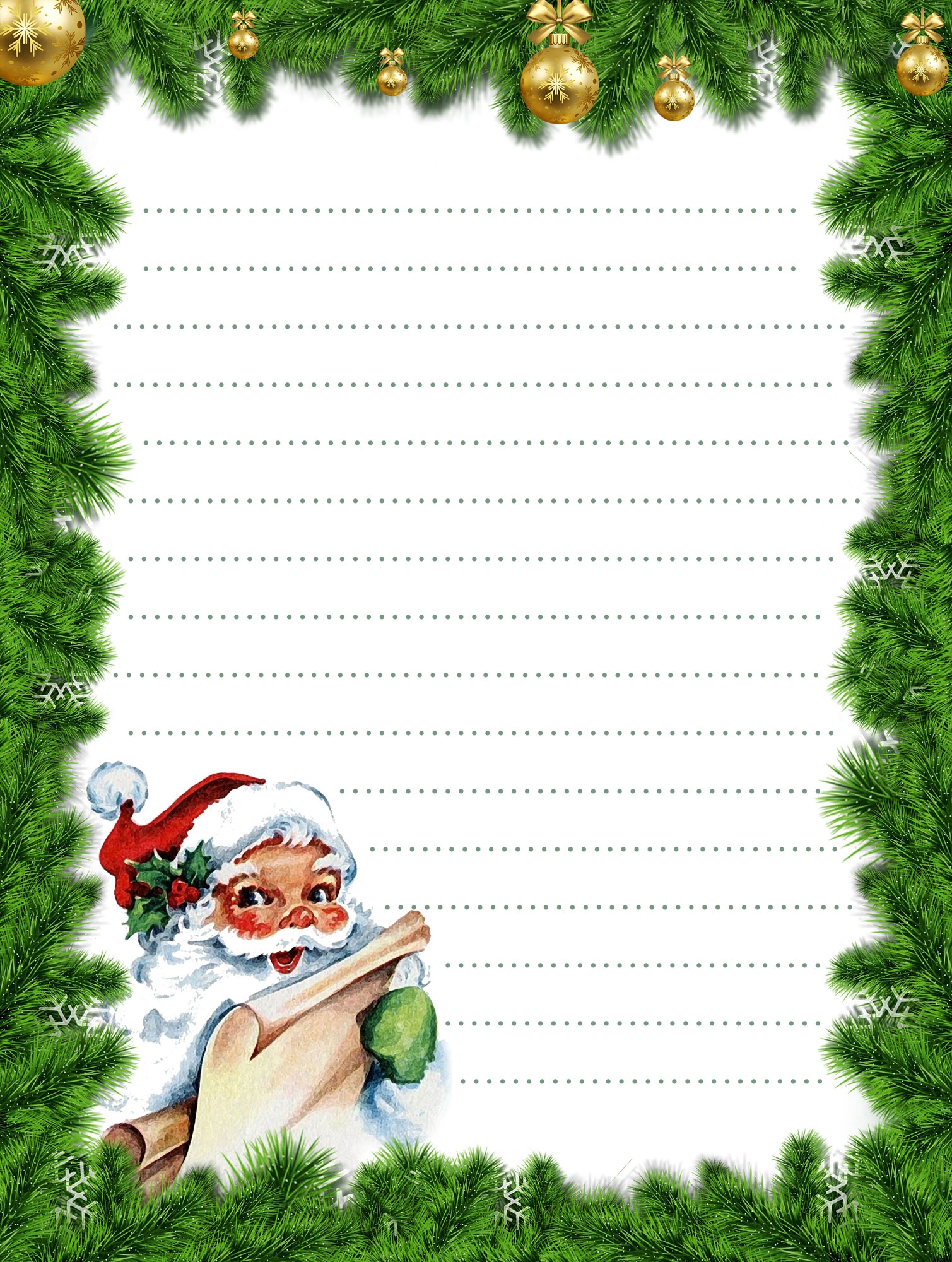 Santa And Christmas Tree Lined Christmas Notepaper