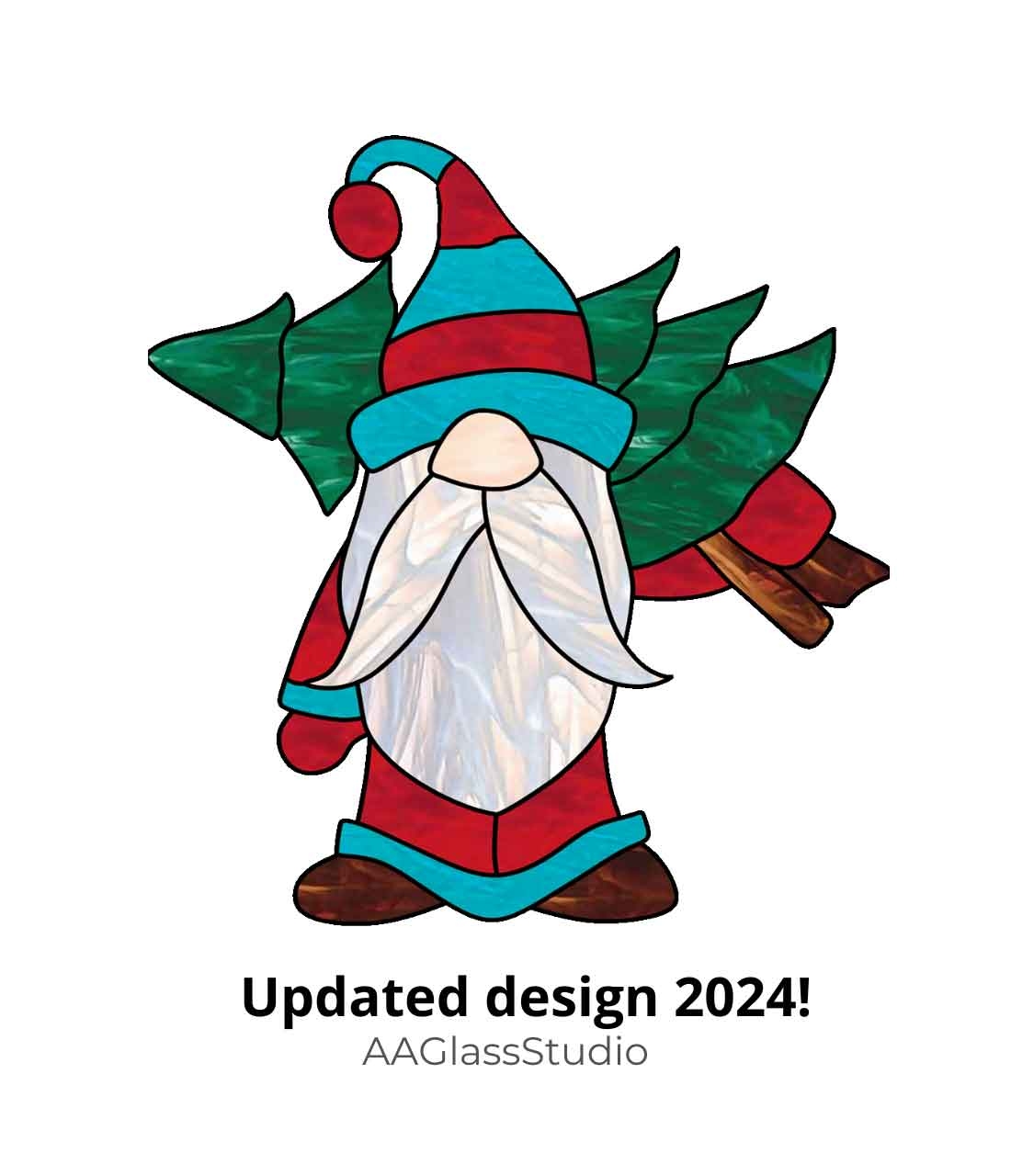 Santa Gnome Stained Glass Pattern