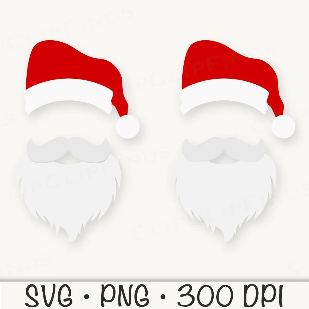 Santa Hat Svg Santa Beard And Mustache