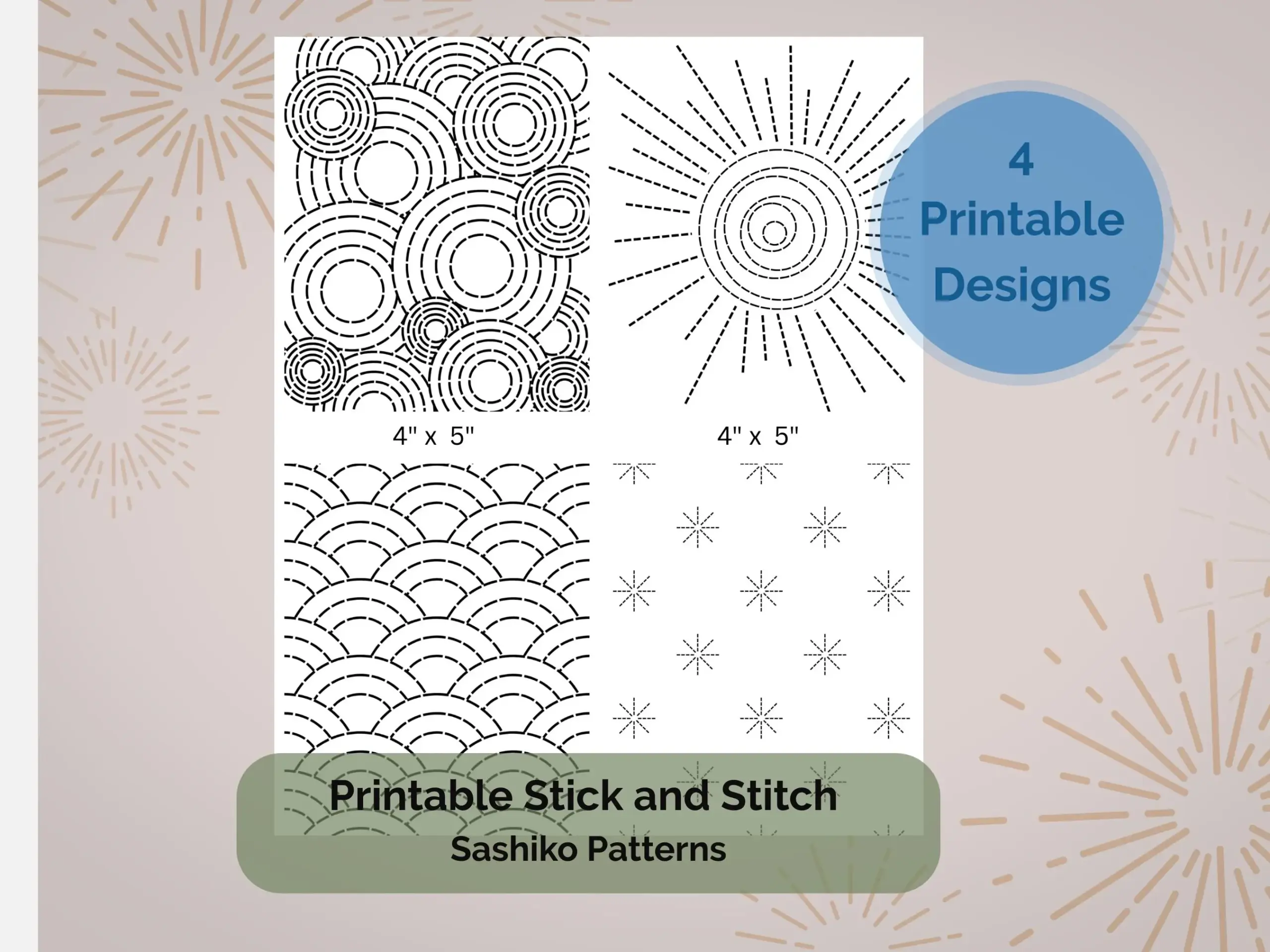 Sashiko Embroidery Pattern Printable