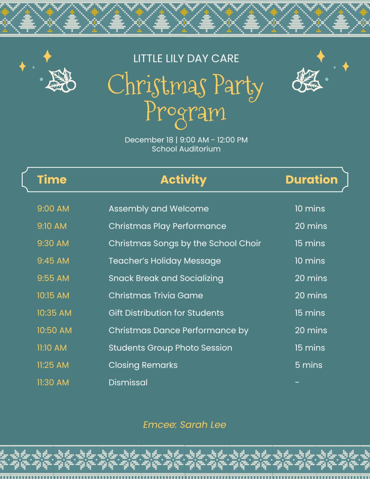 School Christmas Party Program