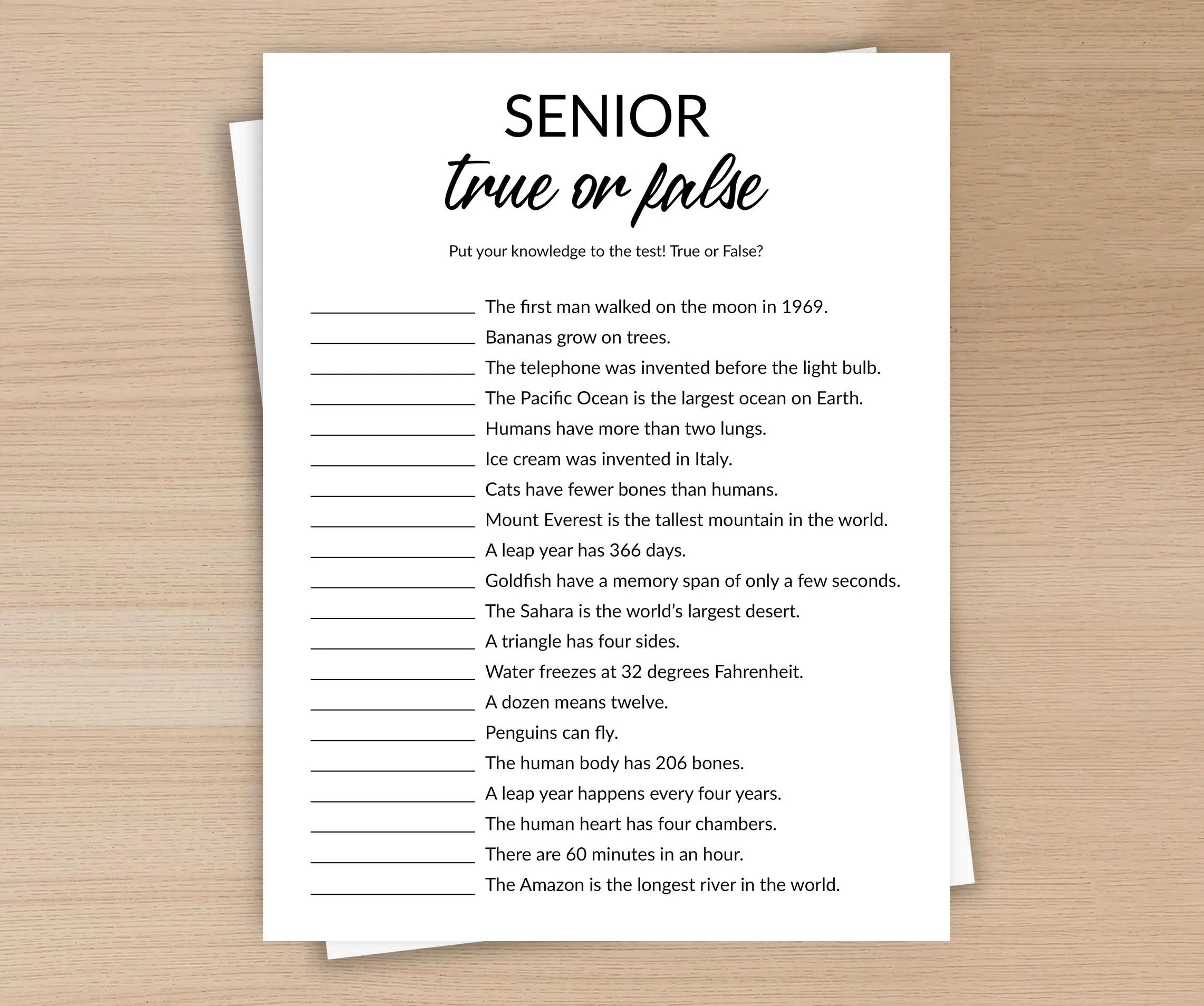 Senior True Or False Game Games For Senior True Or False Game Games For