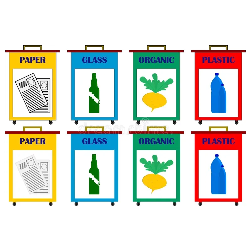 Set Garbage Cans Trash Bin Sorting Recycling Garbage Ecology Recycle Concept Isolated Flat Icons Vector Illustrations Set Image161452224