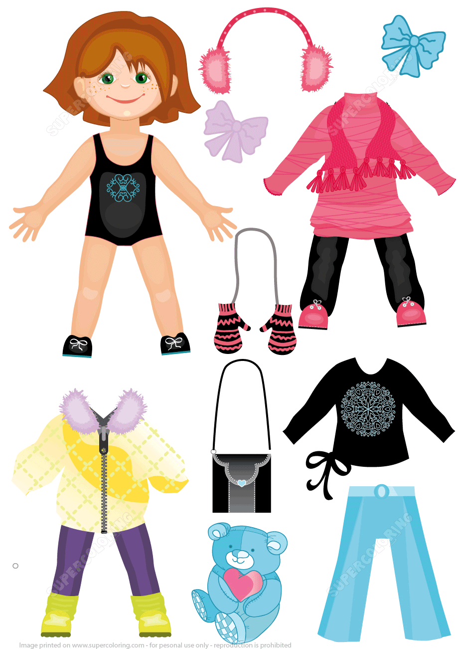 Set Of Winter Clothes For A Cute Girl Paper Doll
