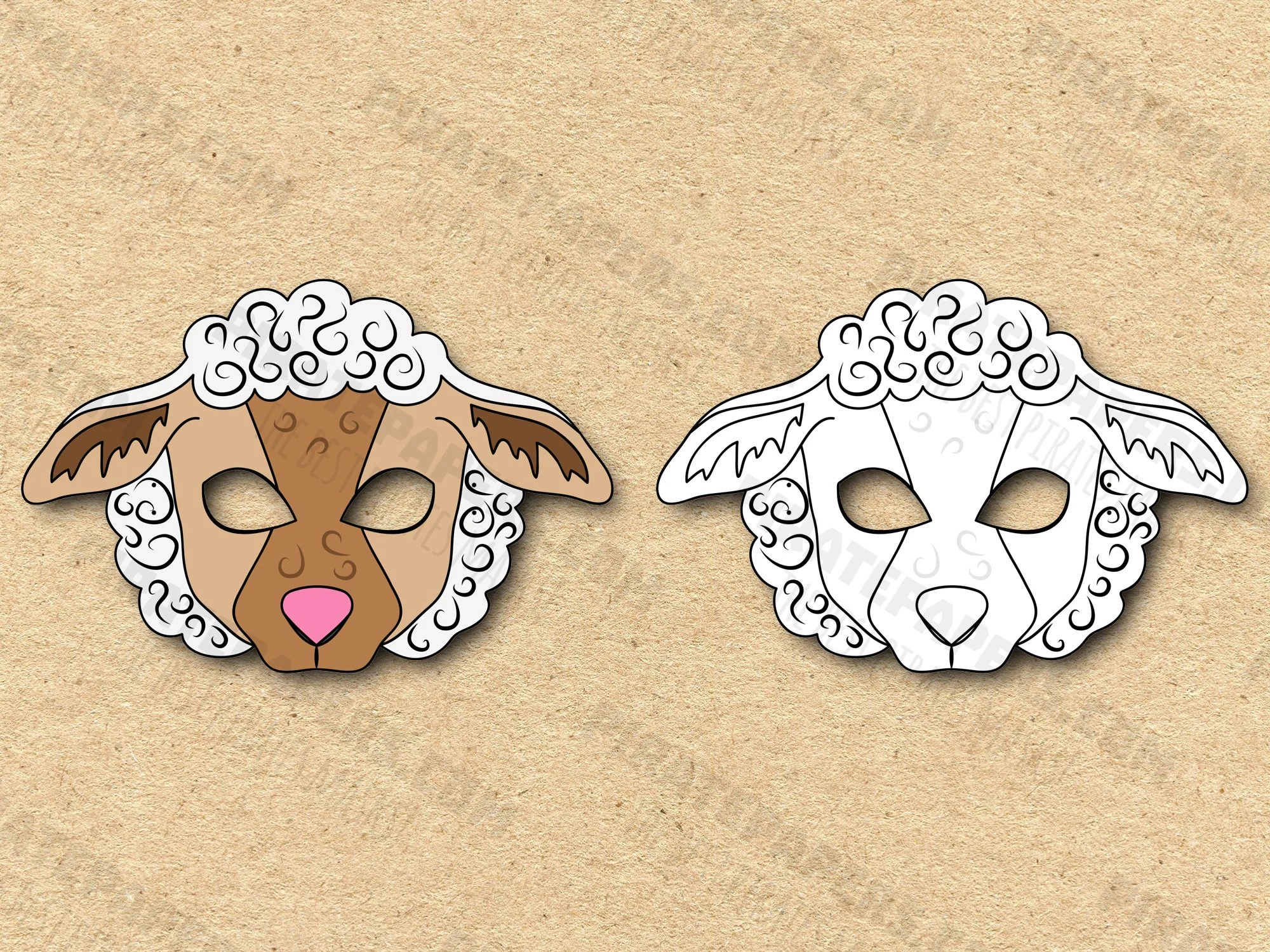 Sheep Masks Printable Color Coloring