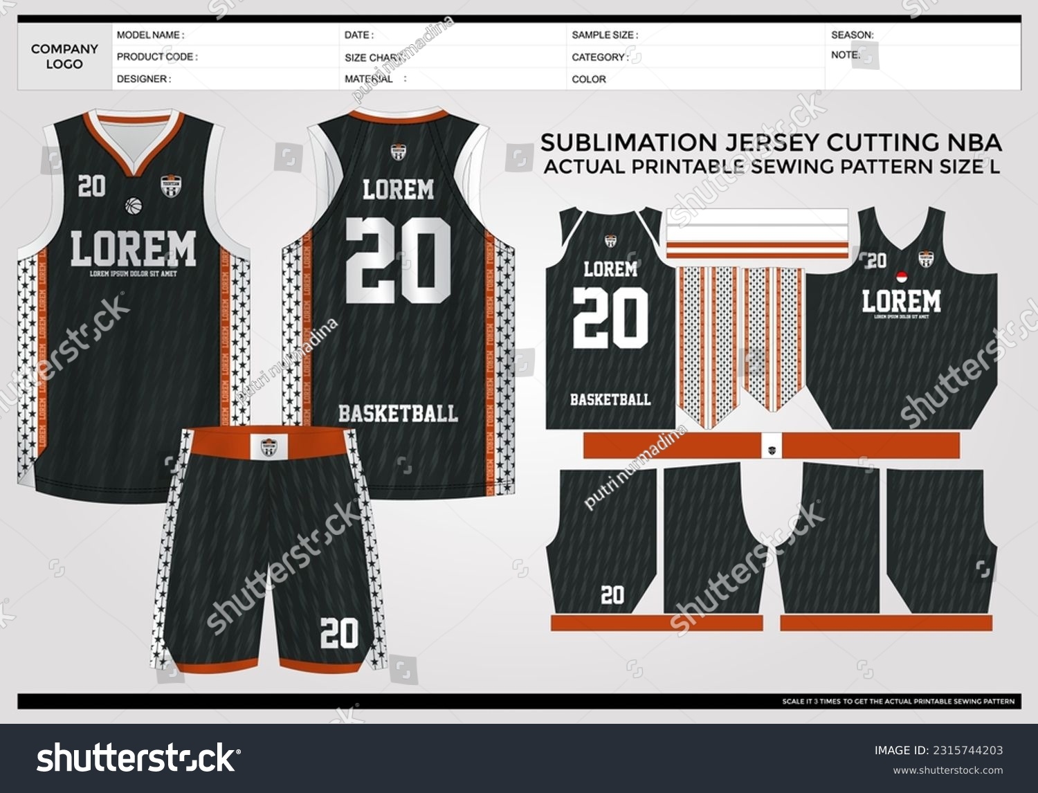 Simple Elegant Basketball Jersey Template Technical 2315744203