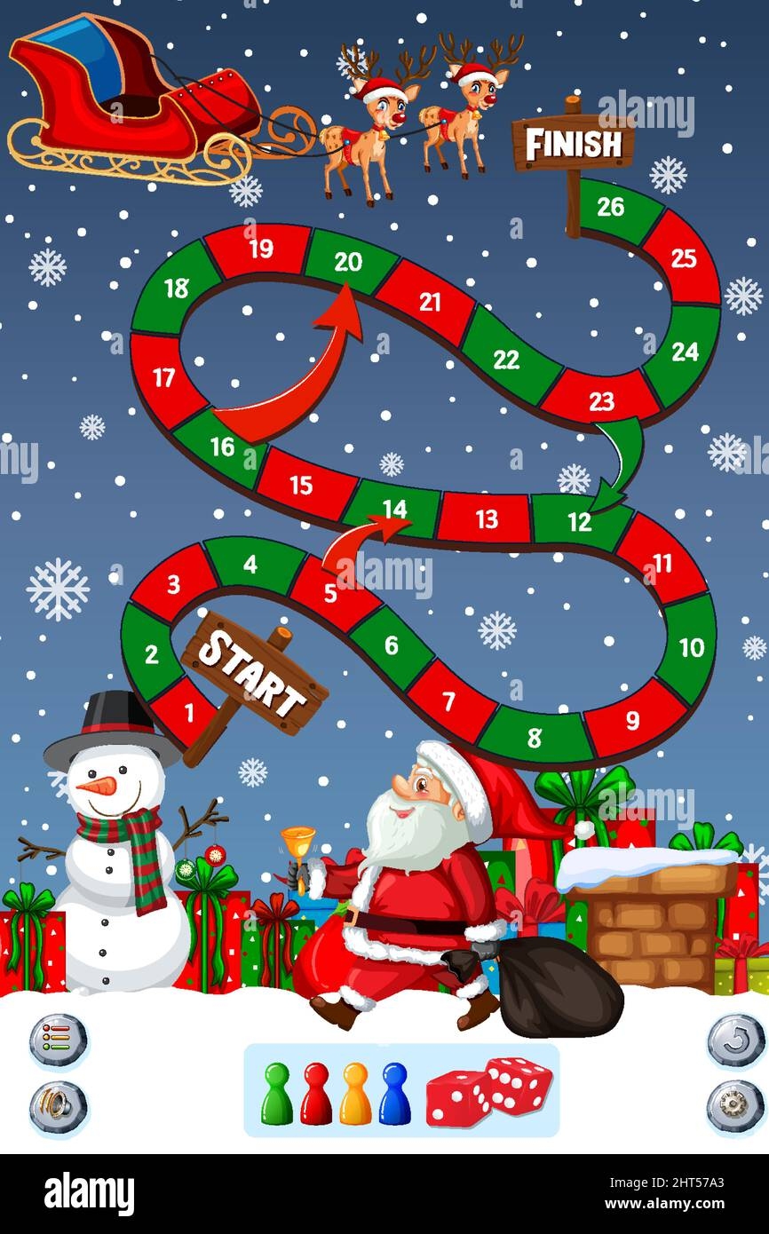Snake And Ladders Game Template In Christmas Theme Illustration Image462336843