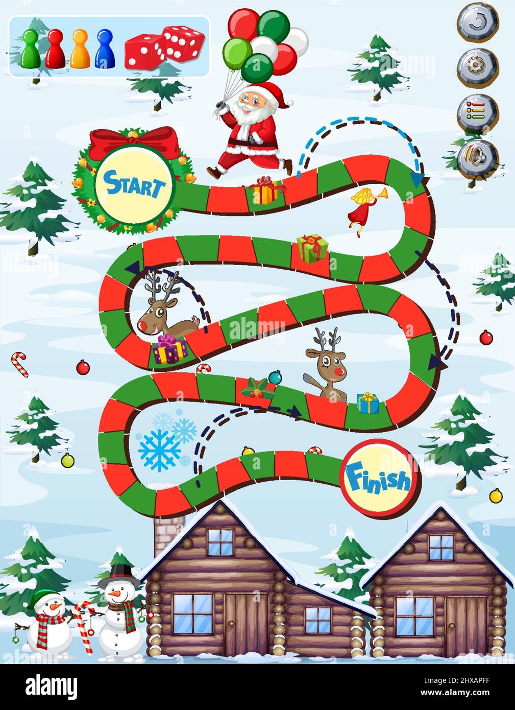 Snake And Ladders Game Template In Christmas Theme Illustration Image463687827