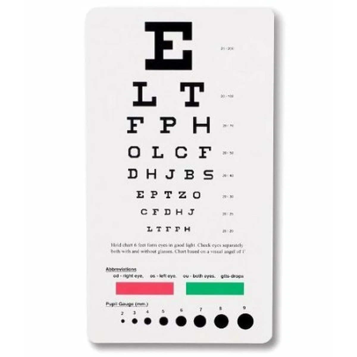 pupil size chart printable