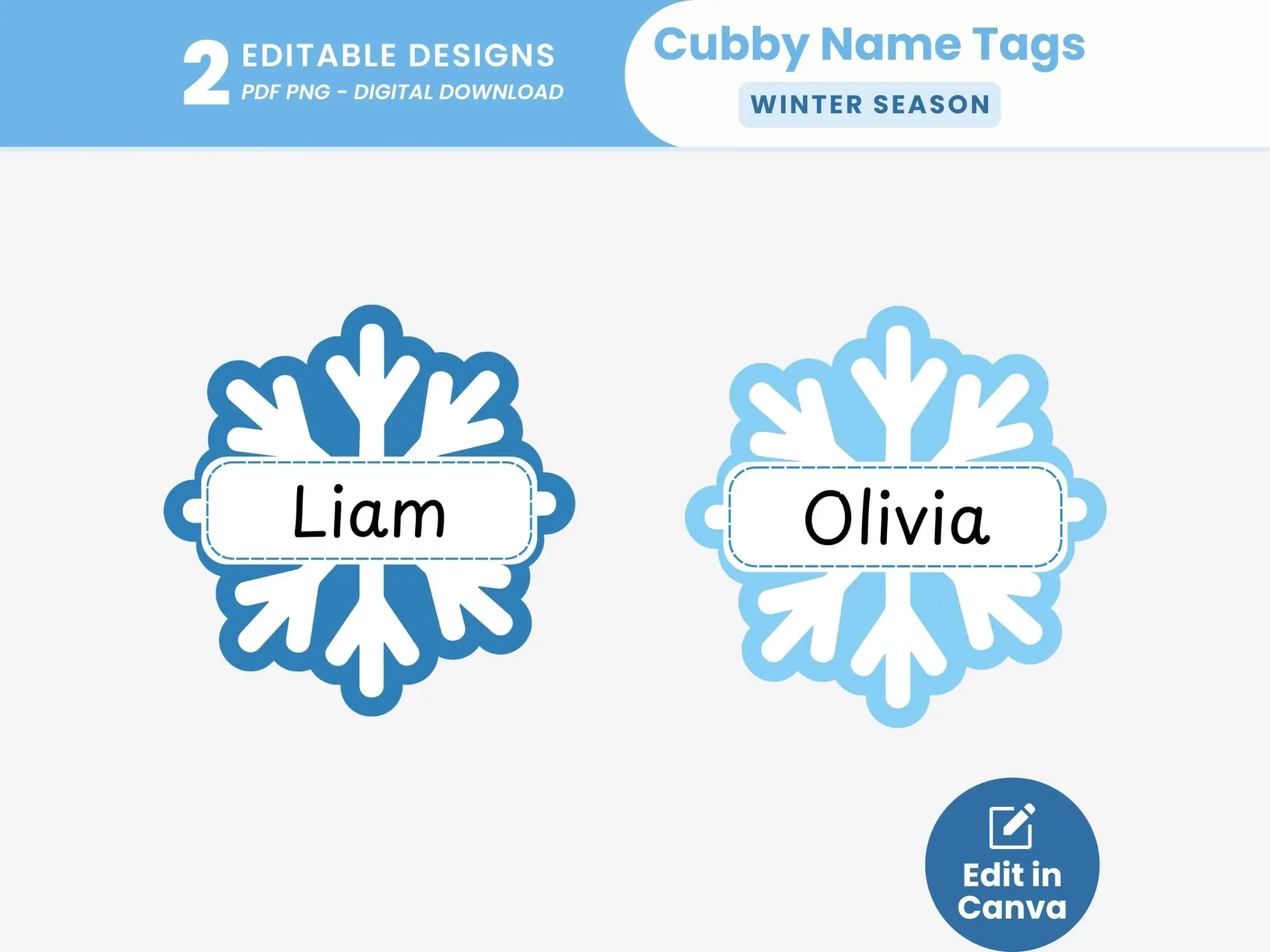 free printable winter cubby tags