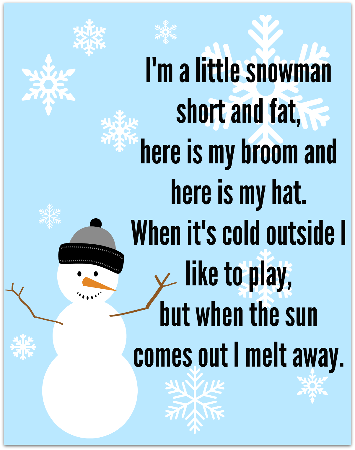 Snowman Song Free Printable