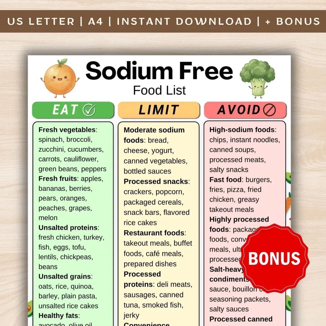 Sodium Free Food List Printable Low