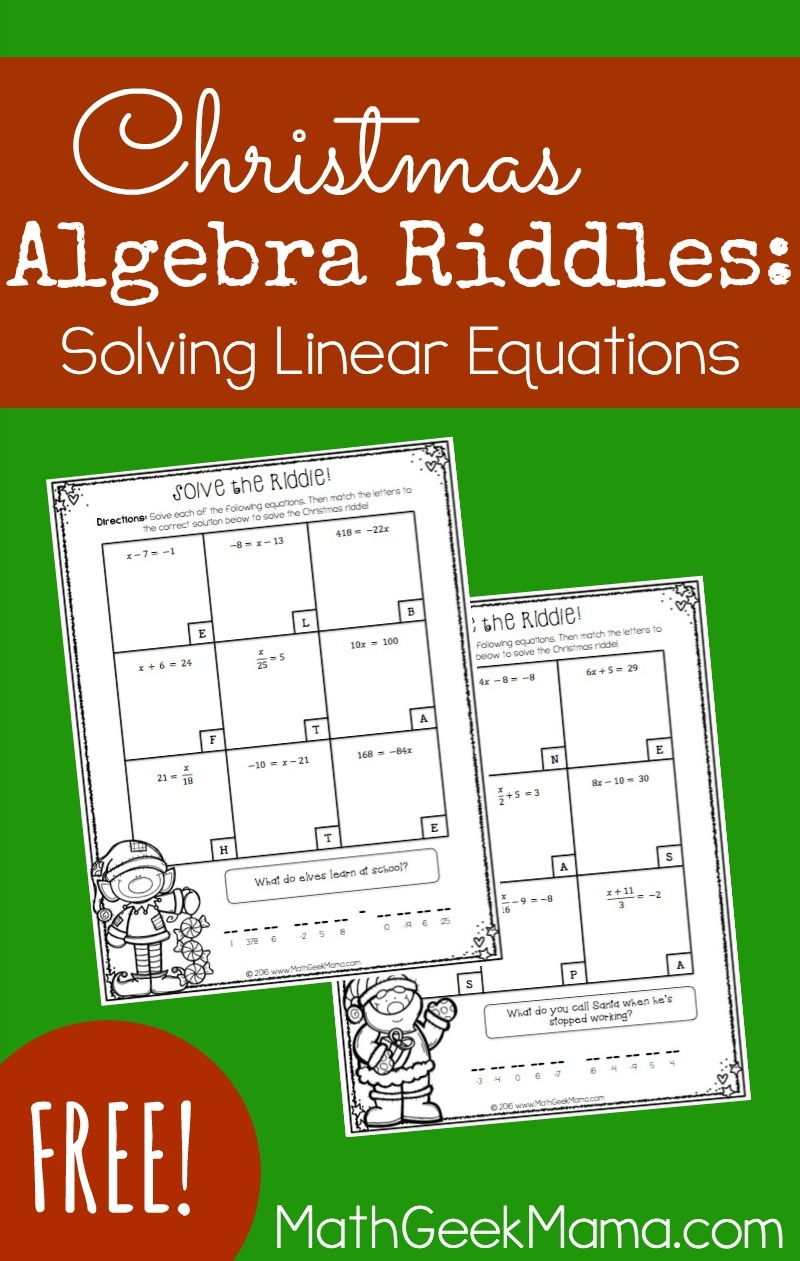 Solving Linear Equations Activity Pages