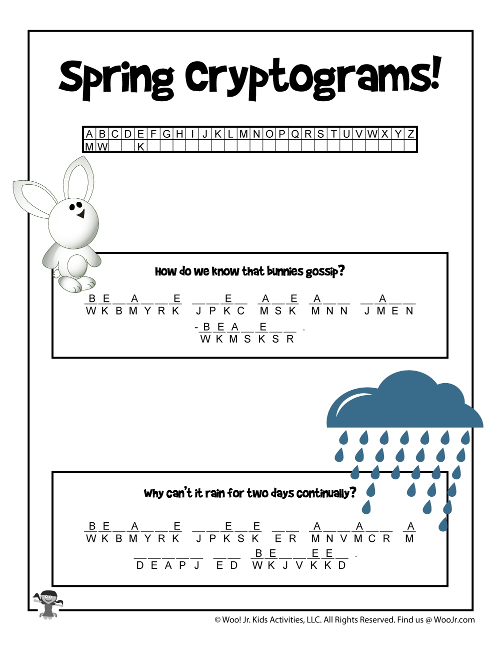 Spring Cryptogram Puzzles For Kids Spring Cryptogram Puzzles For Kids