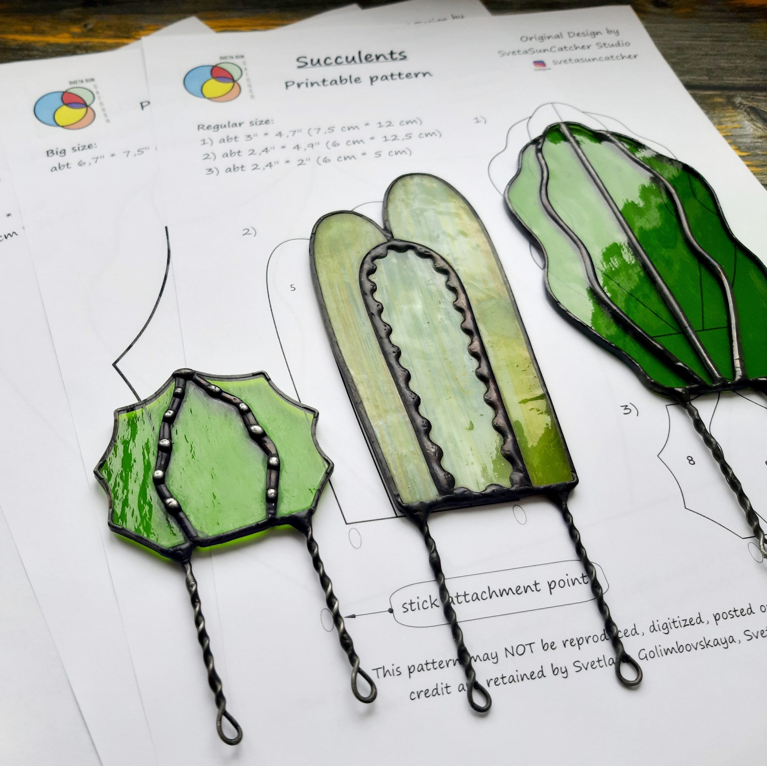 Stained Glass Patterns Succulents Set