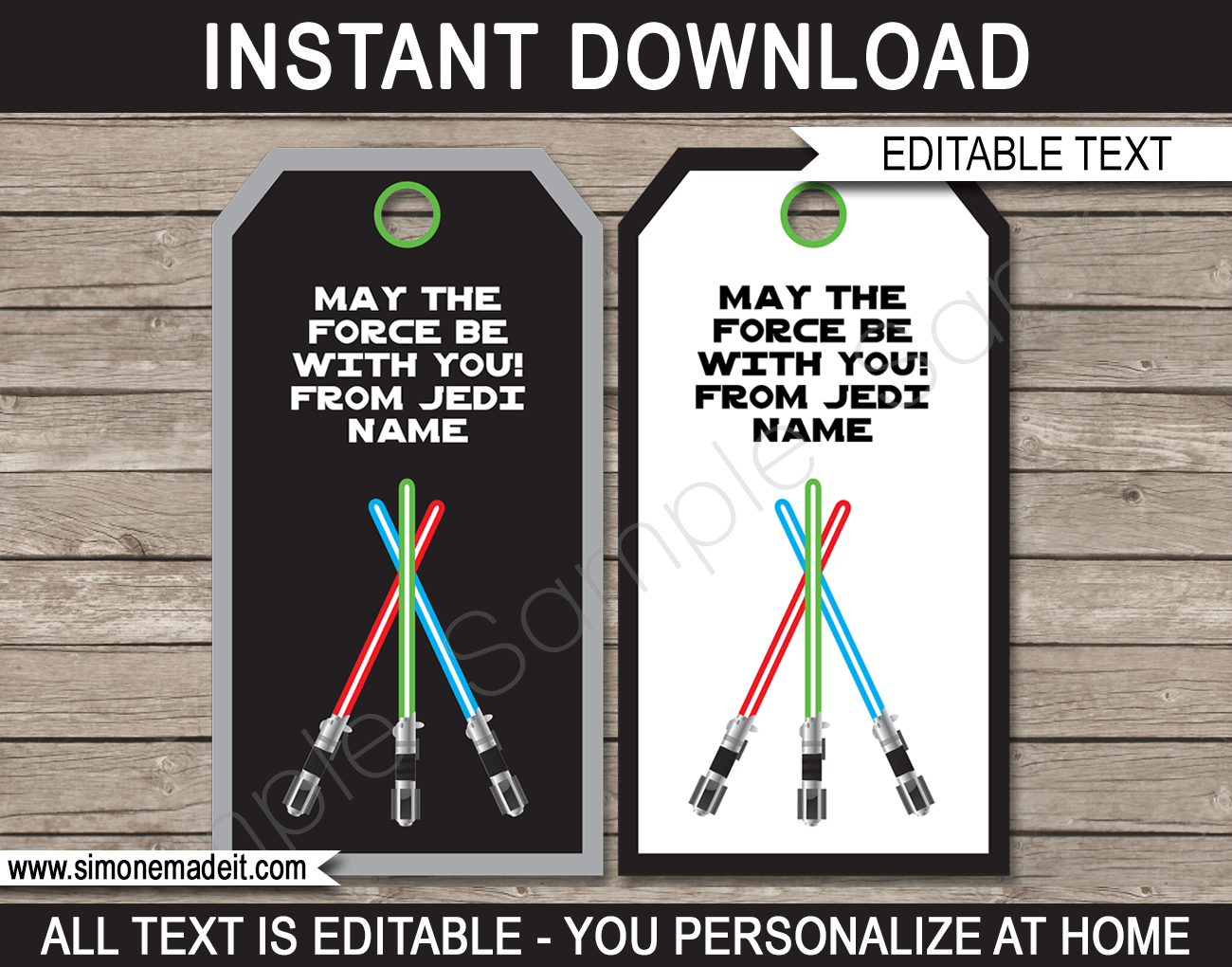 Star Wars Party Favor Tags Thank You Tags