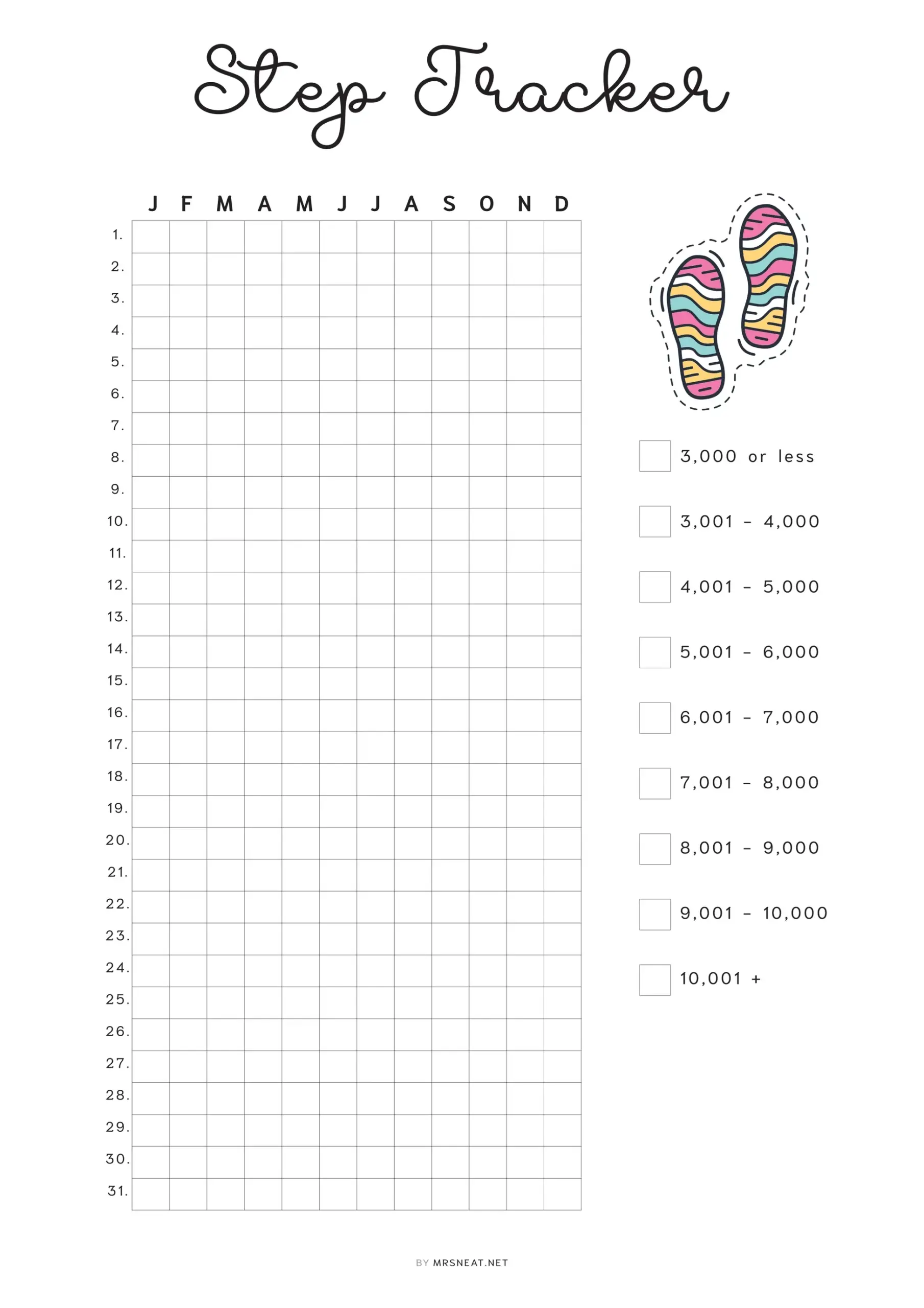 step tracker printable free