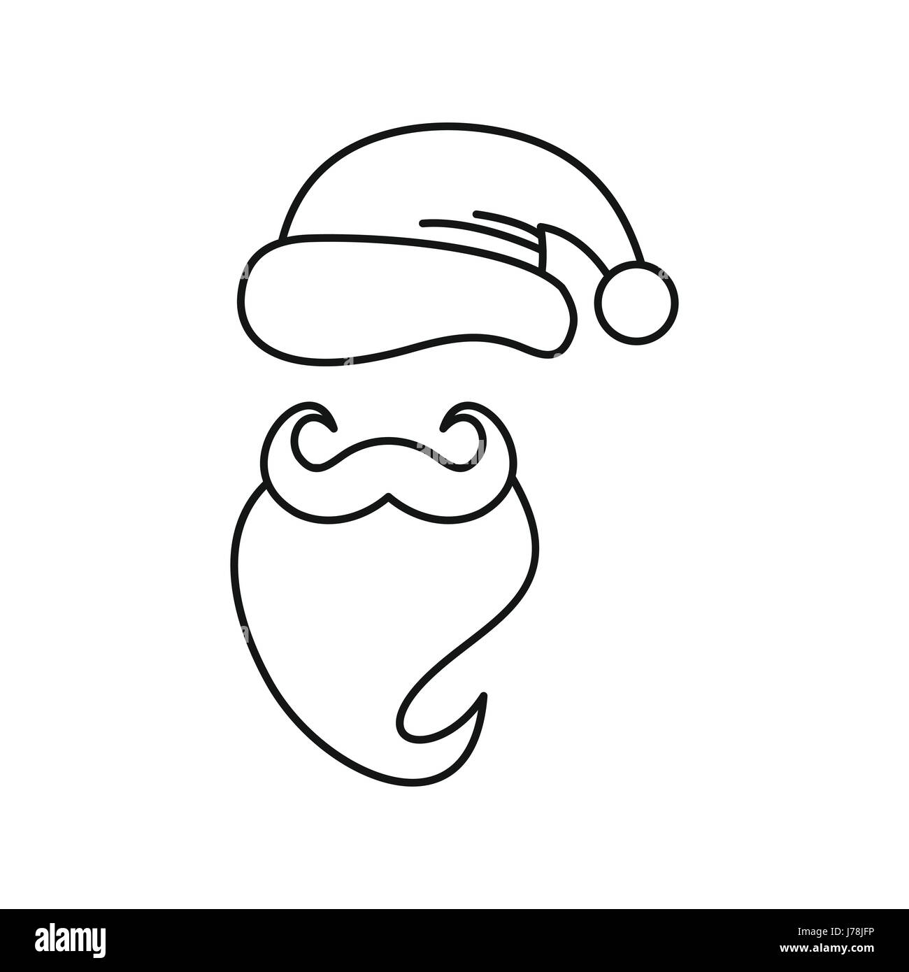 Stock Photo Christmas Hat And Beard Of Santa Claus Icon In Outline Style Isolated 142175706