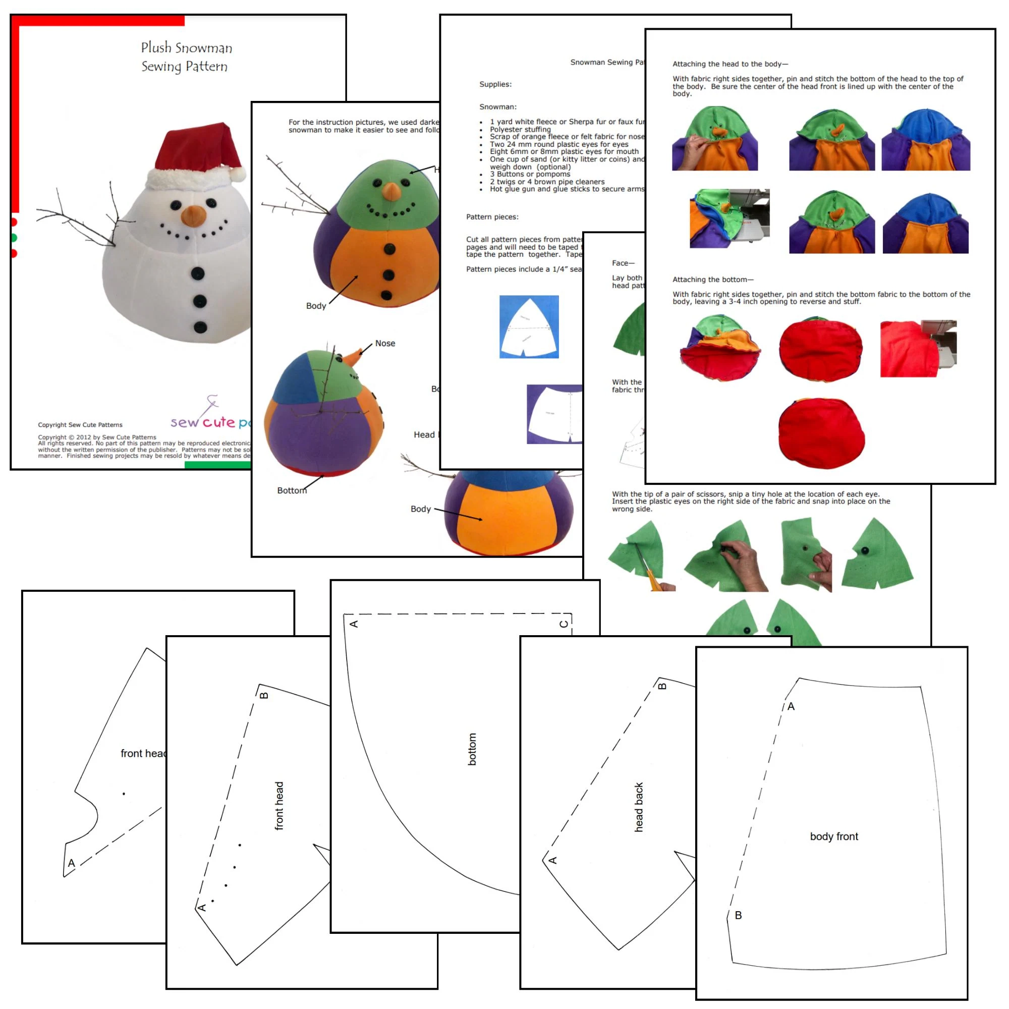 free printable snowman sewing patterns