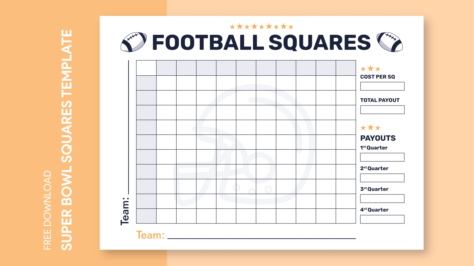 Super Bowl 100 Squares Free Google Docs Template