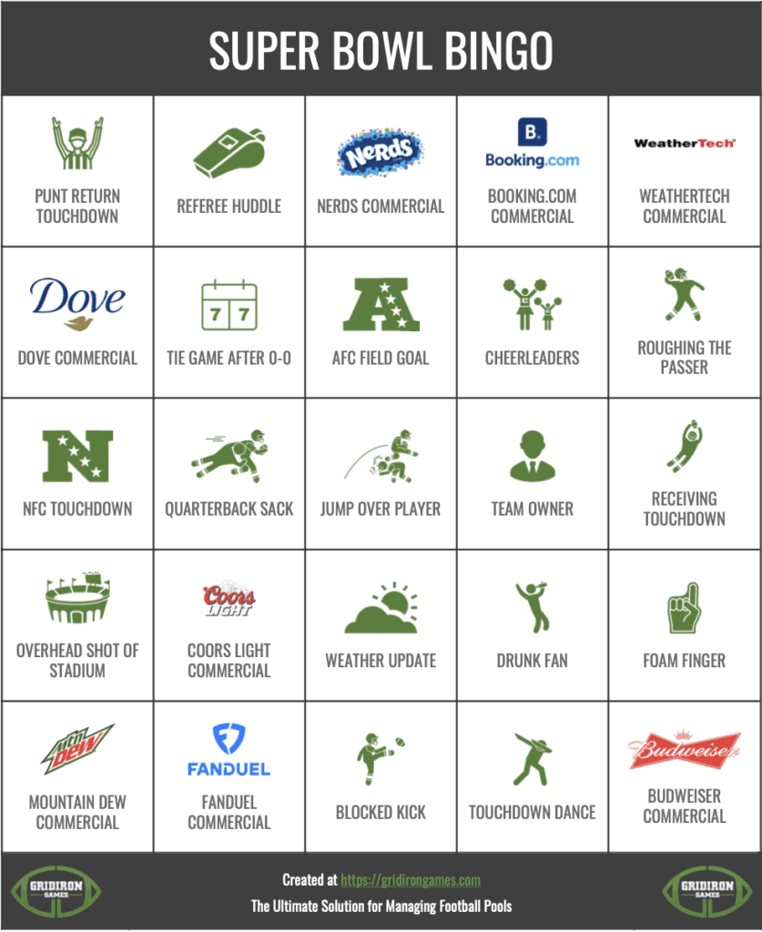 Super Bowl Bingo Cards Super Bowl Bingo Cards