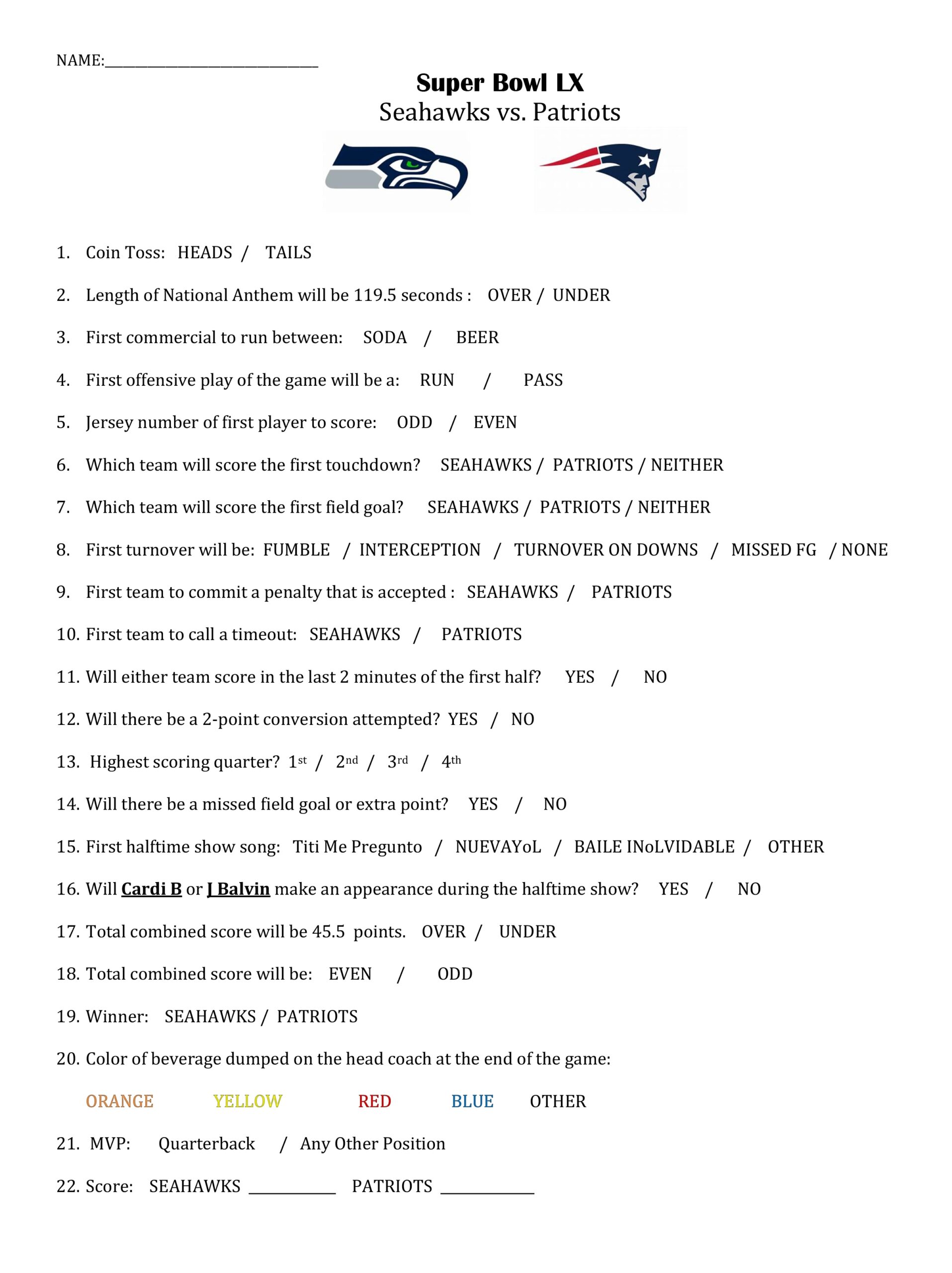 Super Bowl Prop Bets