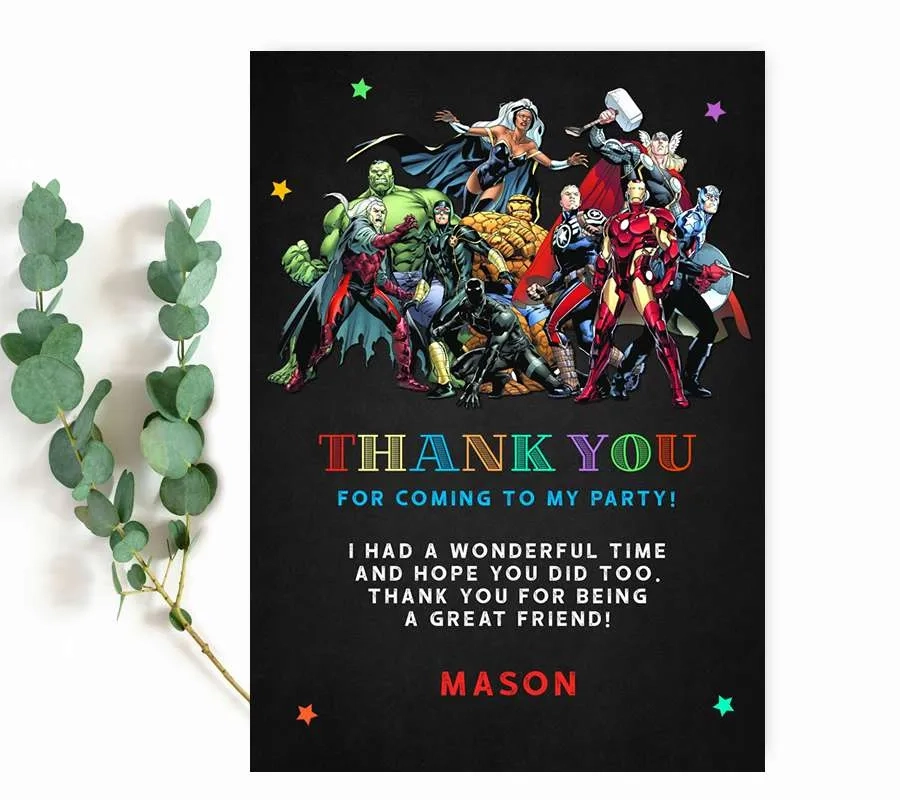 Superhero Thank You Card Editable Template Superhero Thank You Card Editable Template