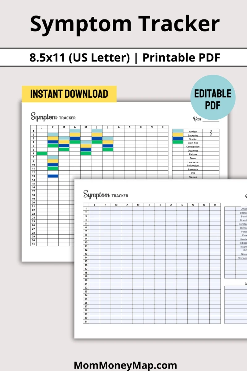 Symptom Tracker Printable Pdf