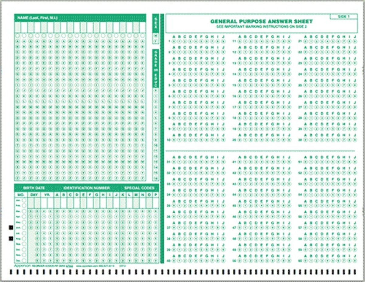 Test Answer Sheet Item 25820 Detail