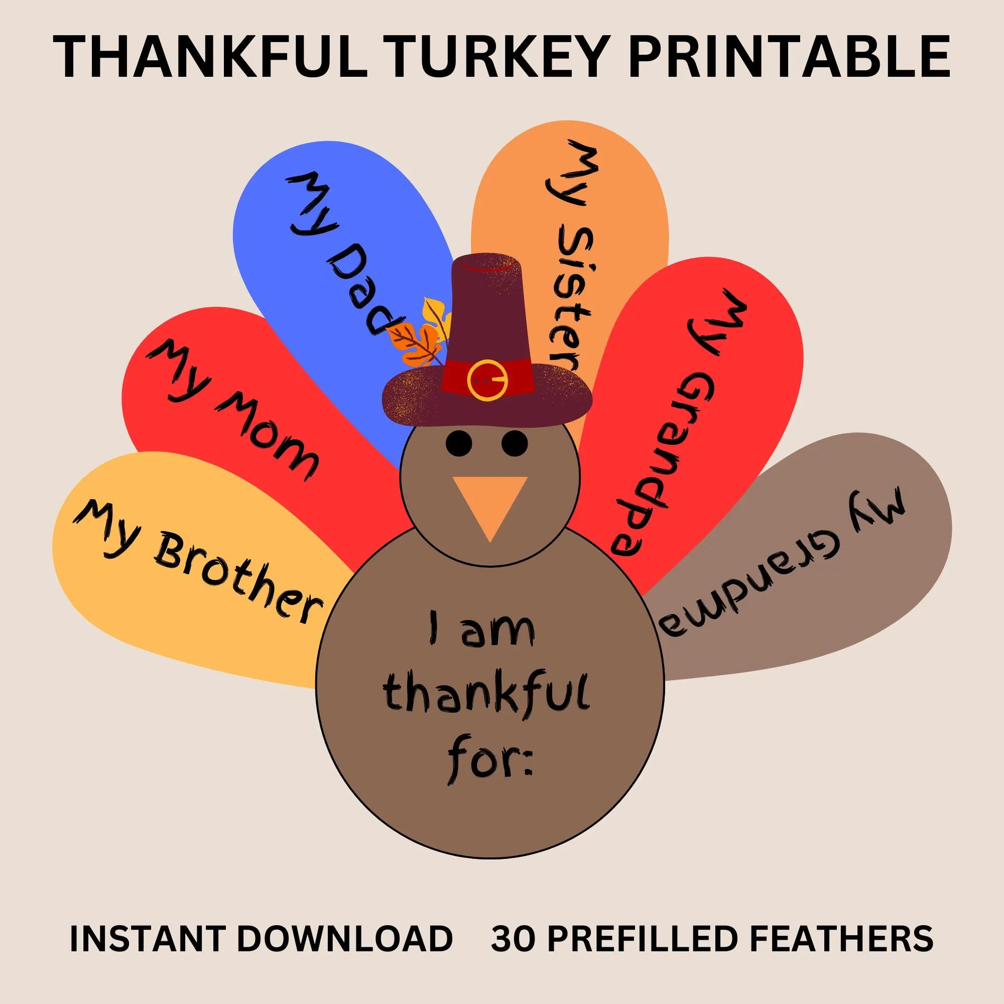 Thankful Turkey Craft Thanksgiving
