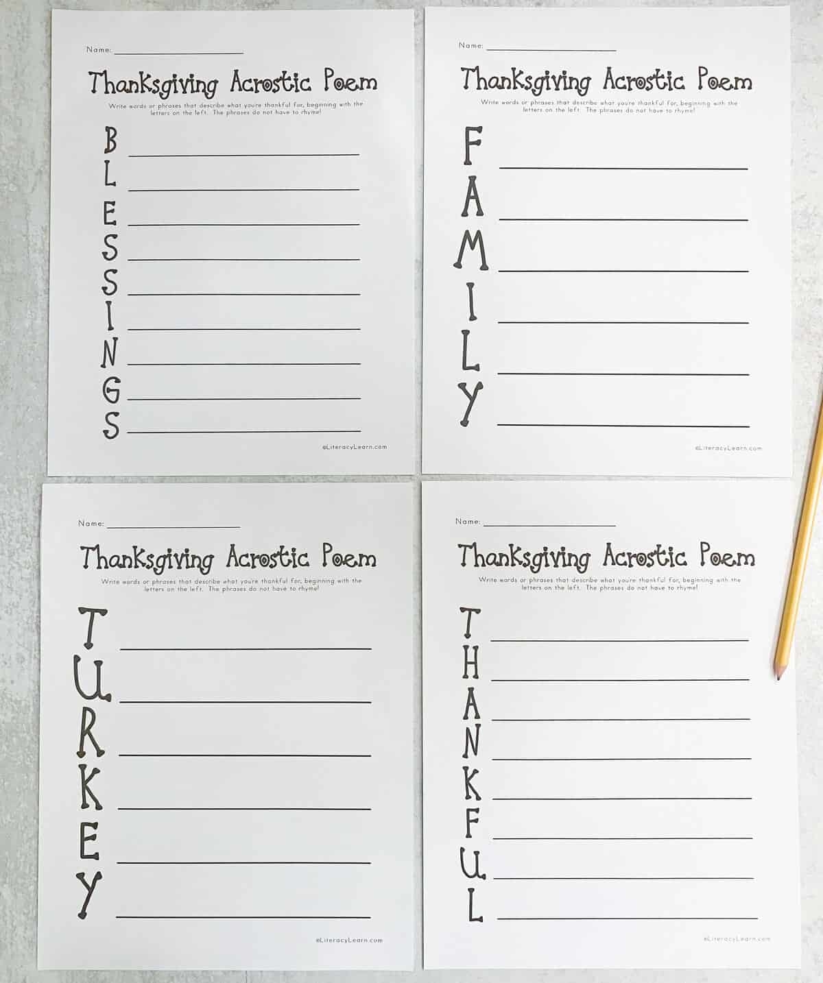 Thanksgiving Acrostic Poems Thanksgiving Acrostic Poems