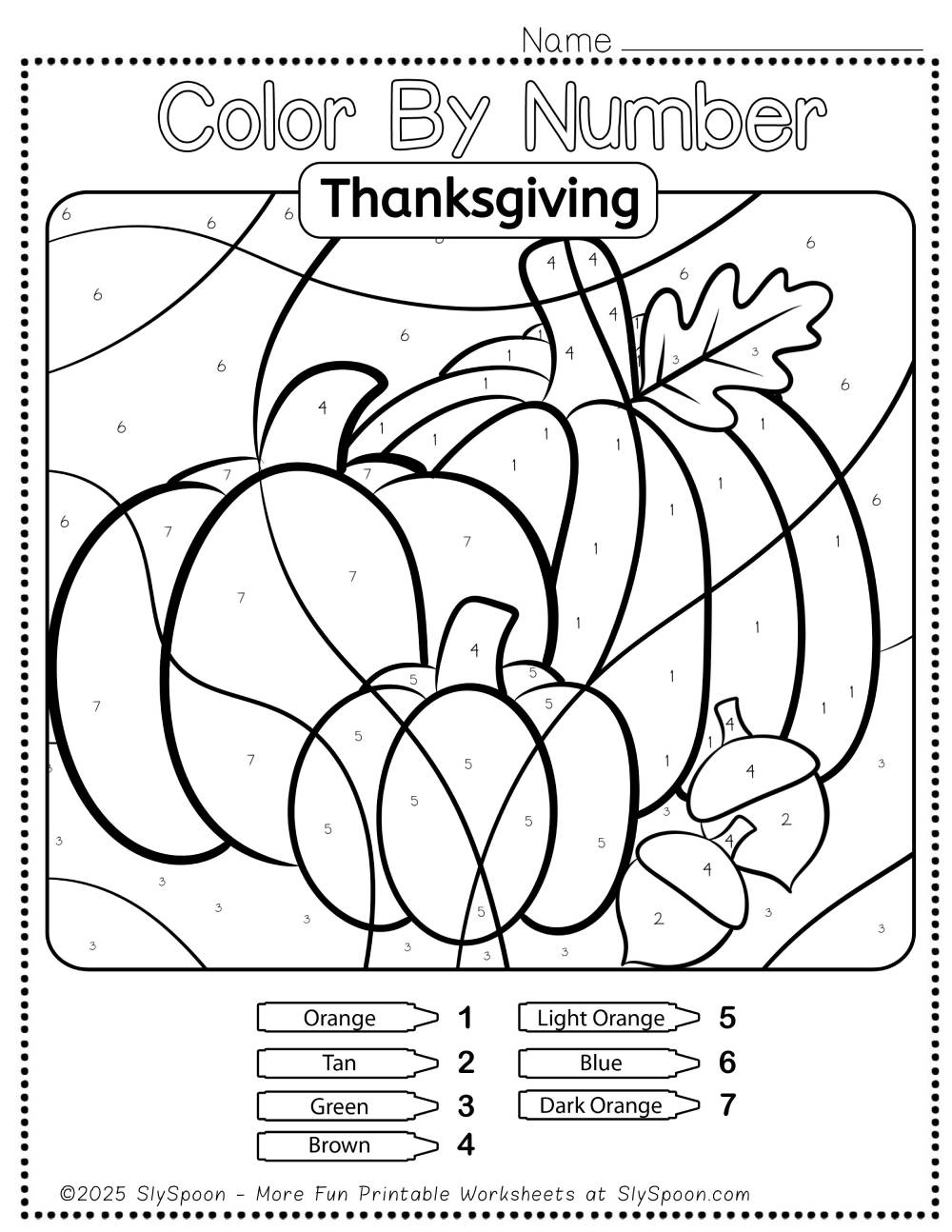 thanksgiving printables color by number