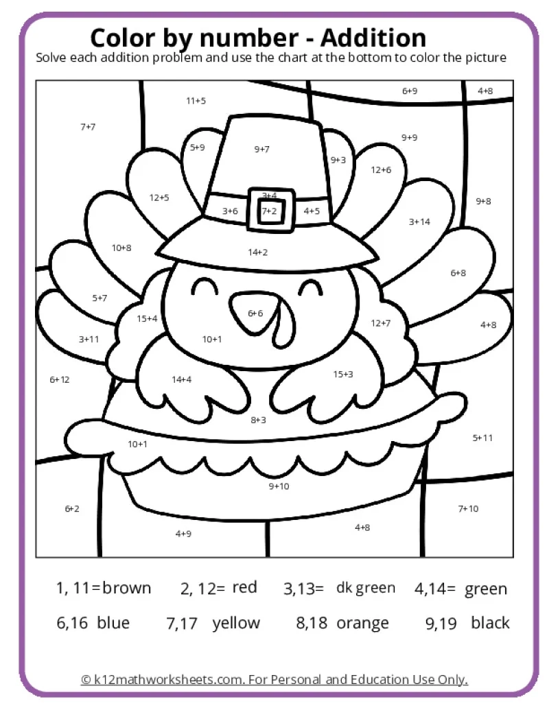 Thanksgiving Color By Number