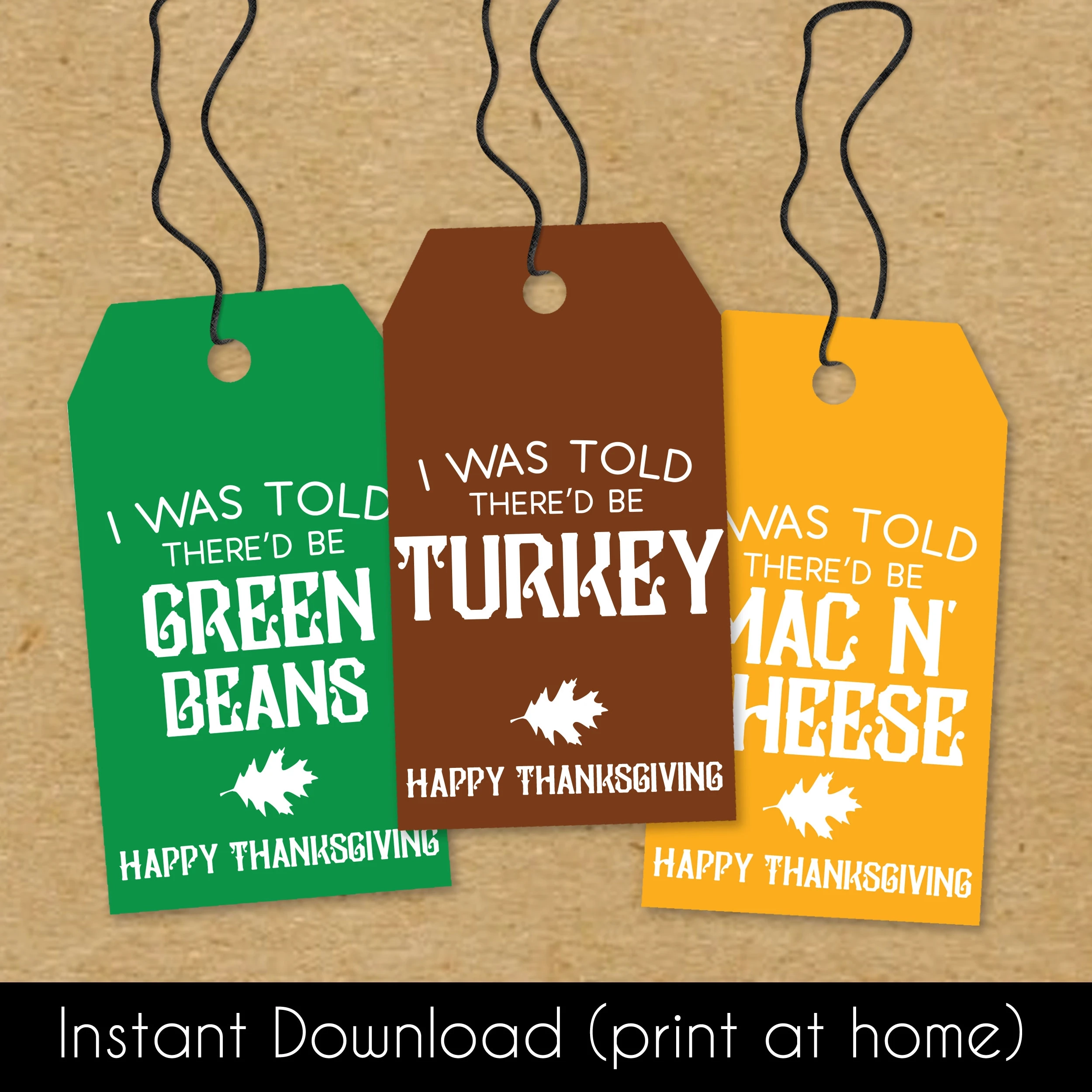 Thanksgiving Dinner Printable Tags Instant Download