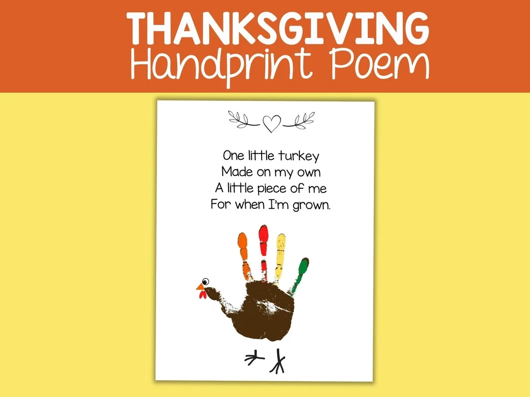 Thanksgiving Handprint Art Turkey Poem