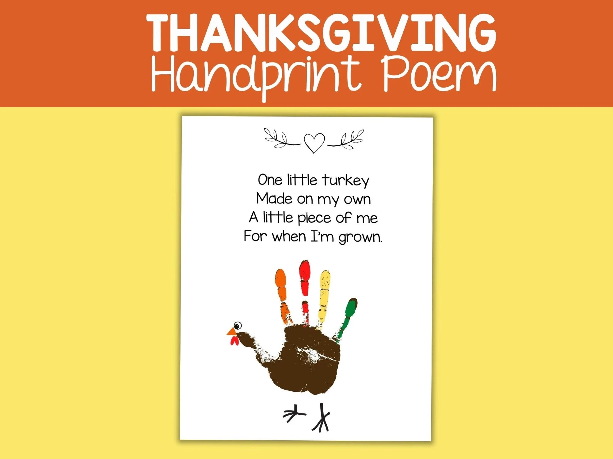 Thanksgiving Handprint Art Turkey Poem