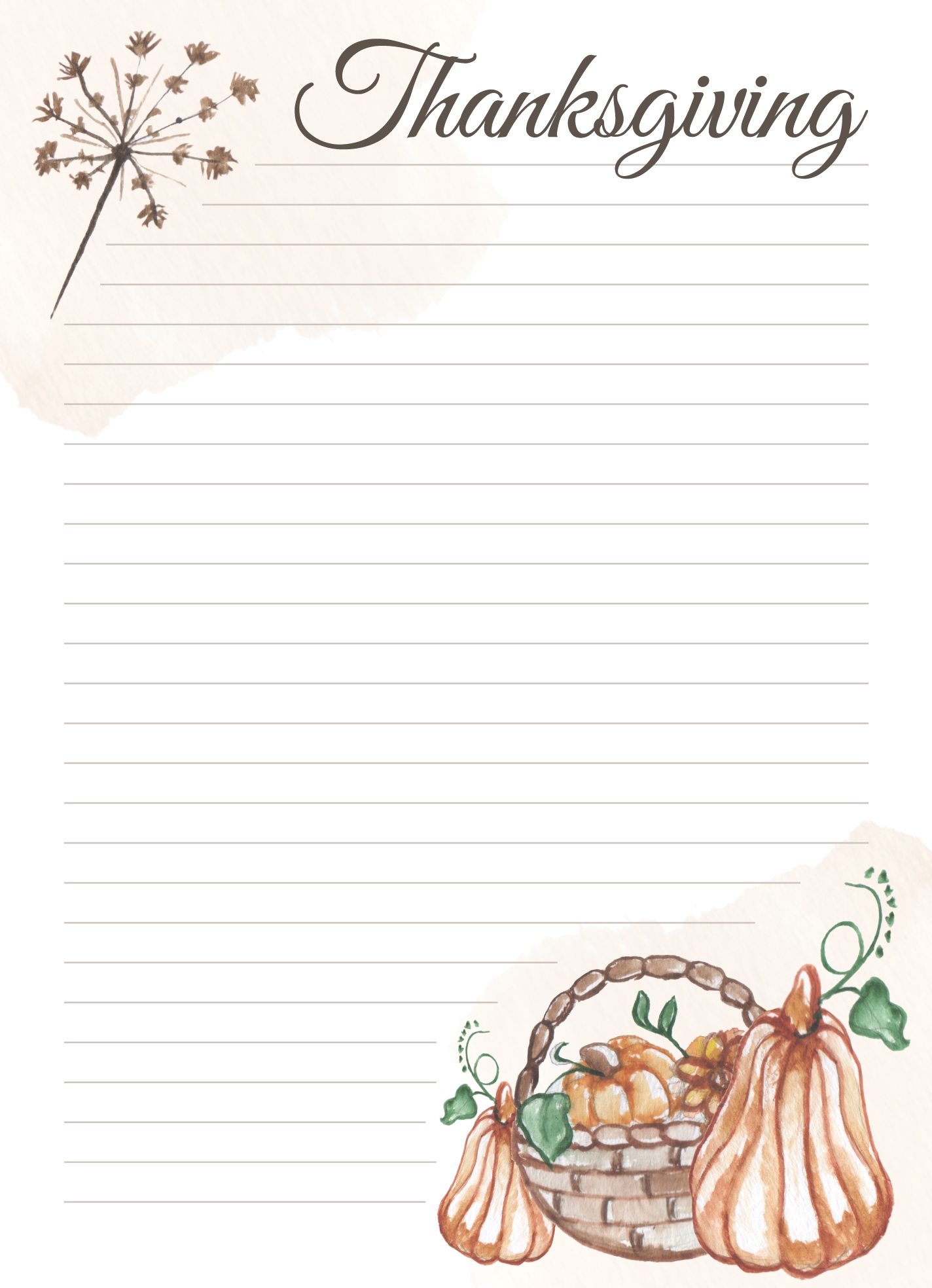 Thanksgiving Lined Paper Free Google Docs Template