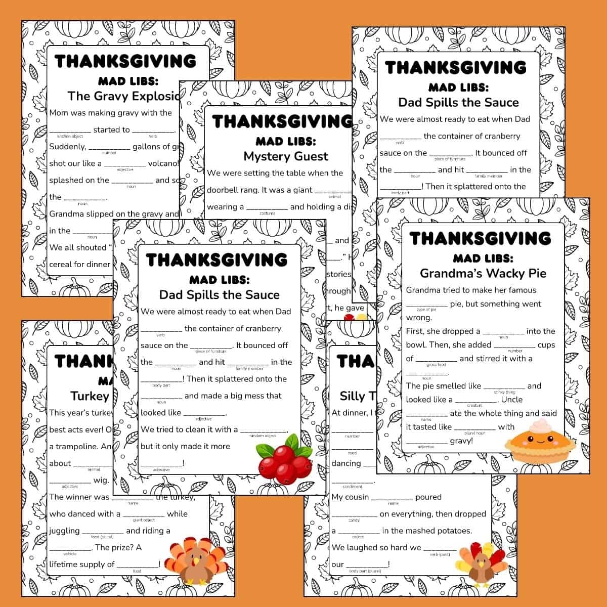 free printable thanksgiving mad libs