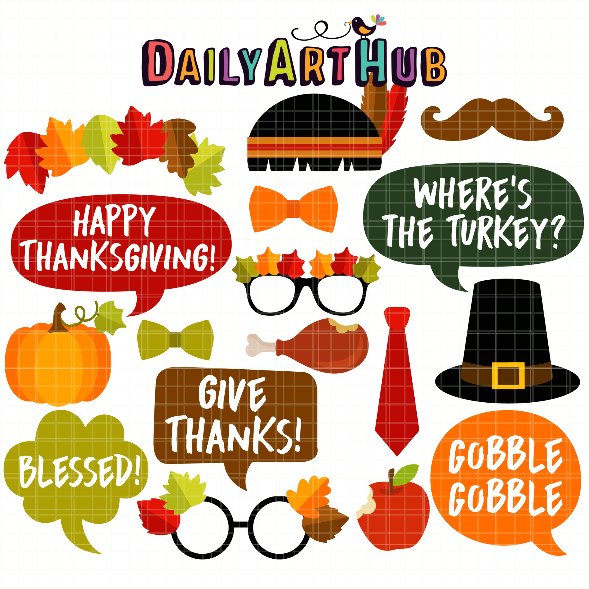 Thanksgiving Photobooth Props Clip Art Set