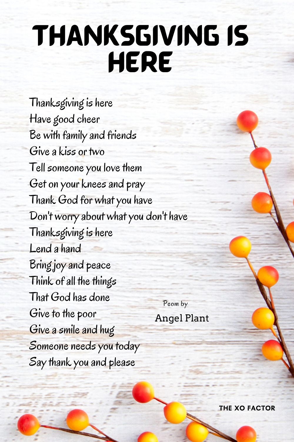 short inspirational thanksgiving poems