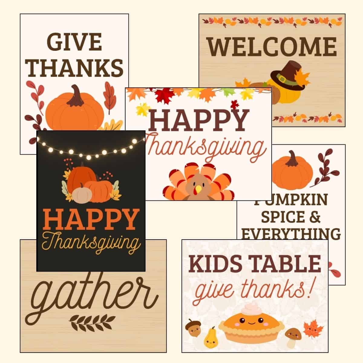 Thanksgiving Printable Signs