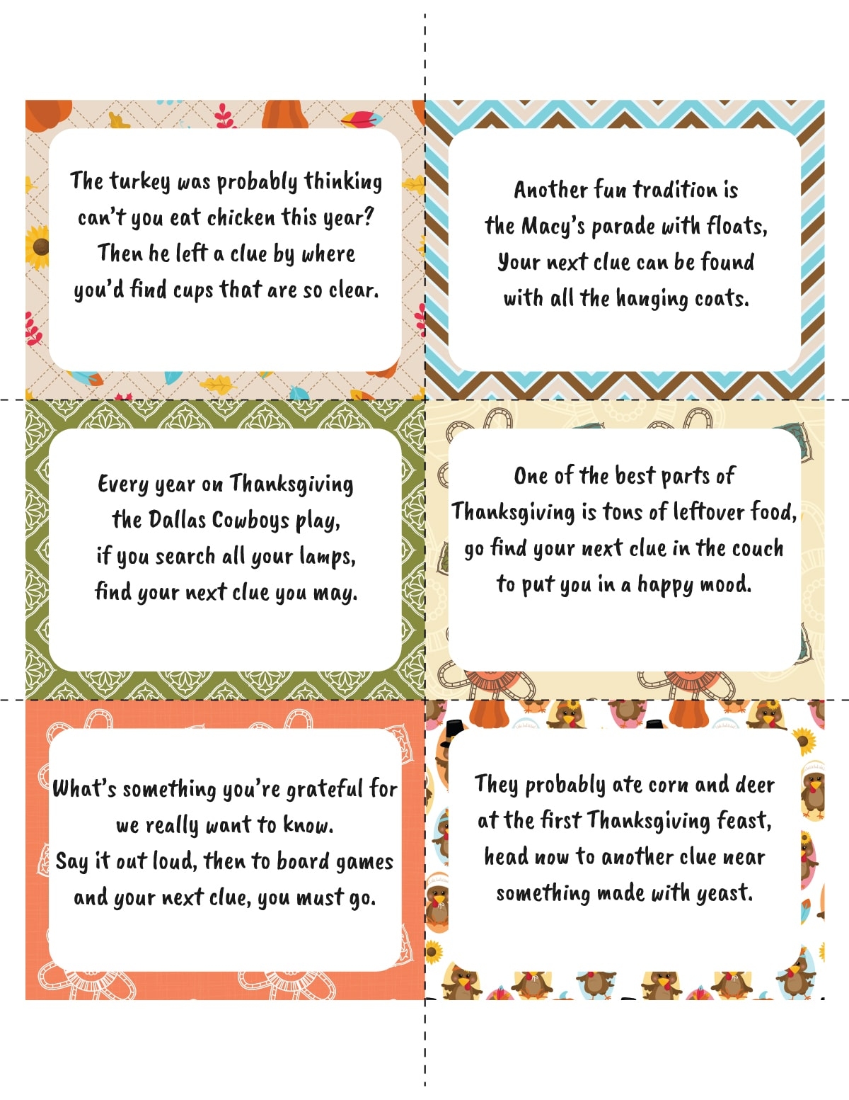 free printable thanksgiving scavenger hunt