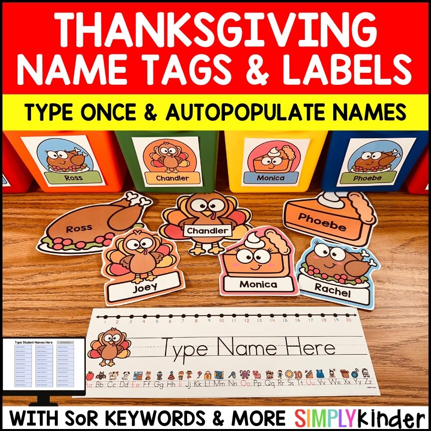 Thanksgiving Themed Editable Kindergarten Name Tags And Labels Thanksgiving Themed Editable Kindergarten Name Tags And Labels
