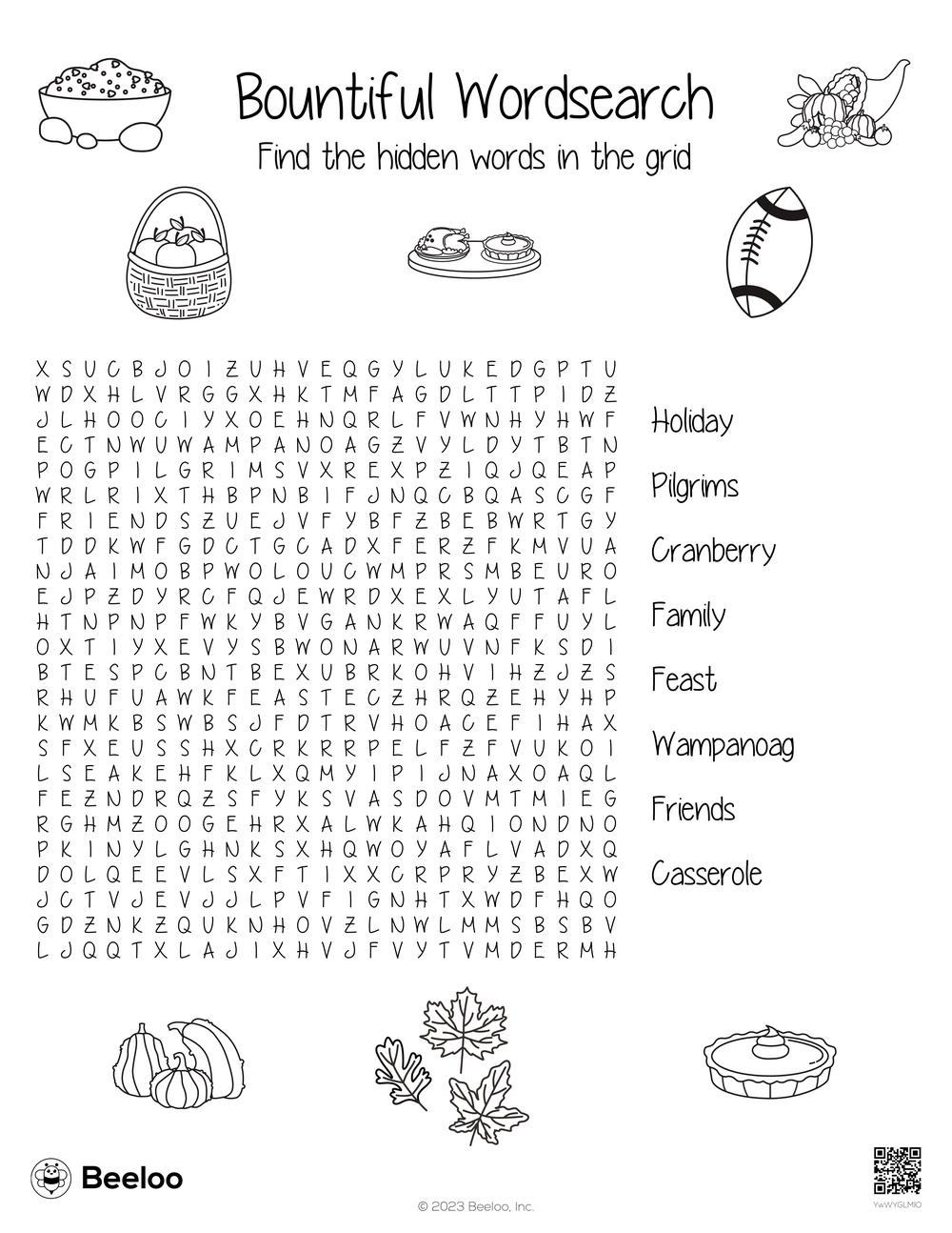 Thanksgiving Wordsearch Thanksgiving Wordsearch