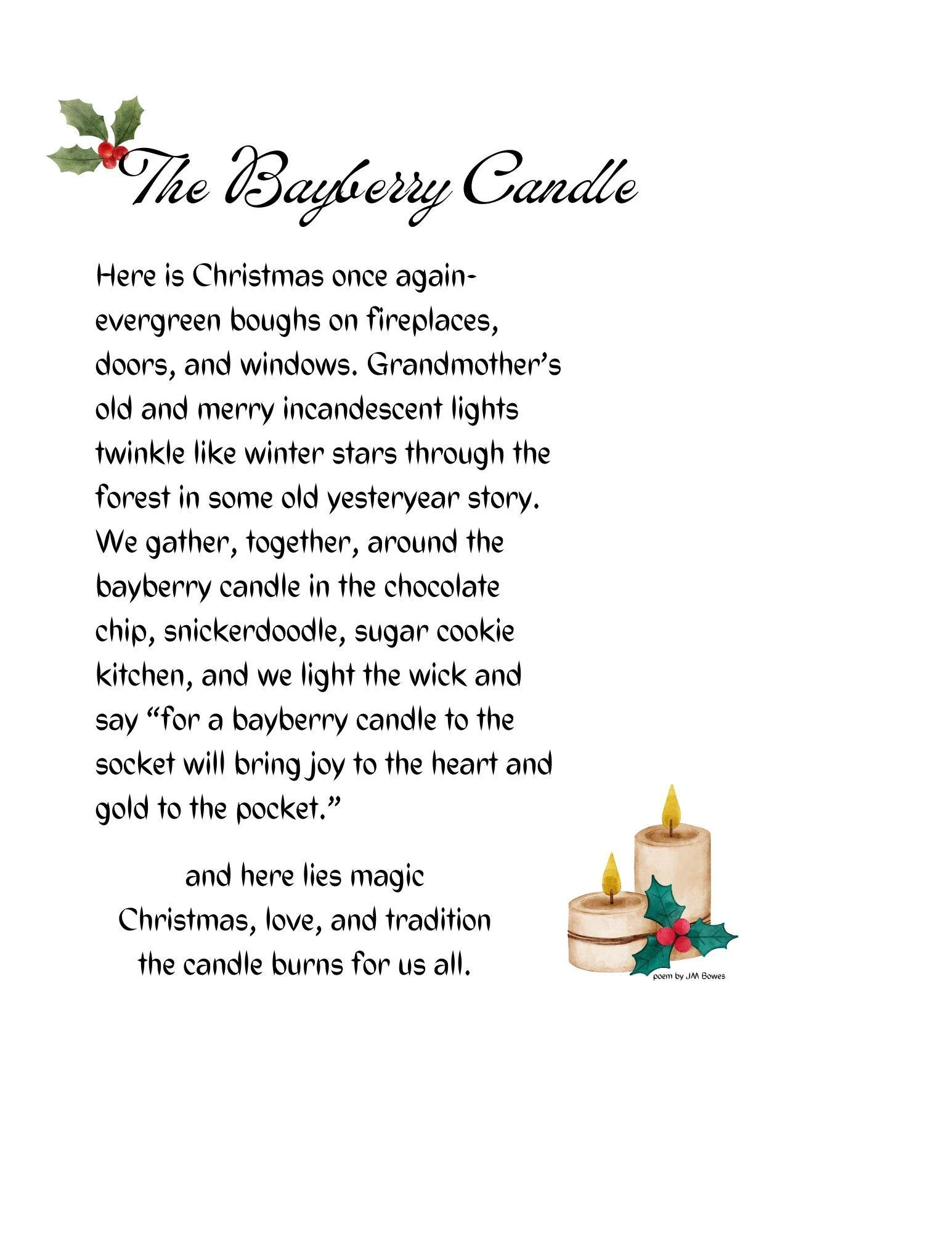 The Bayberry Candle Christmas Poem