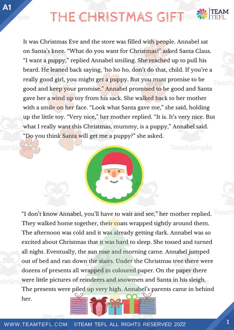 The Christmas Gift Short Story Beginner Lesson Plan The Christmas Gift Short Story Beginner Lesson Plan