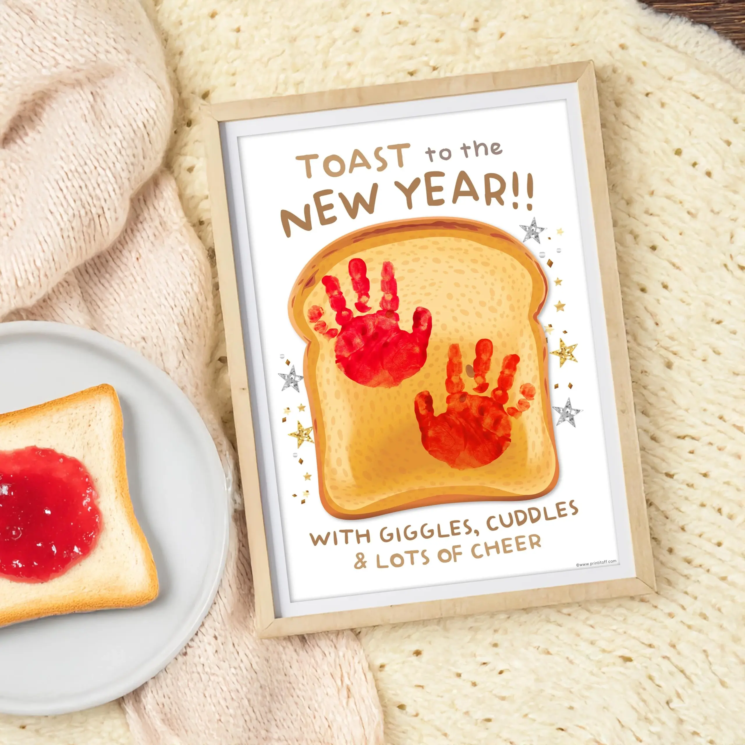 Toast Happy New Year Handprint 88364