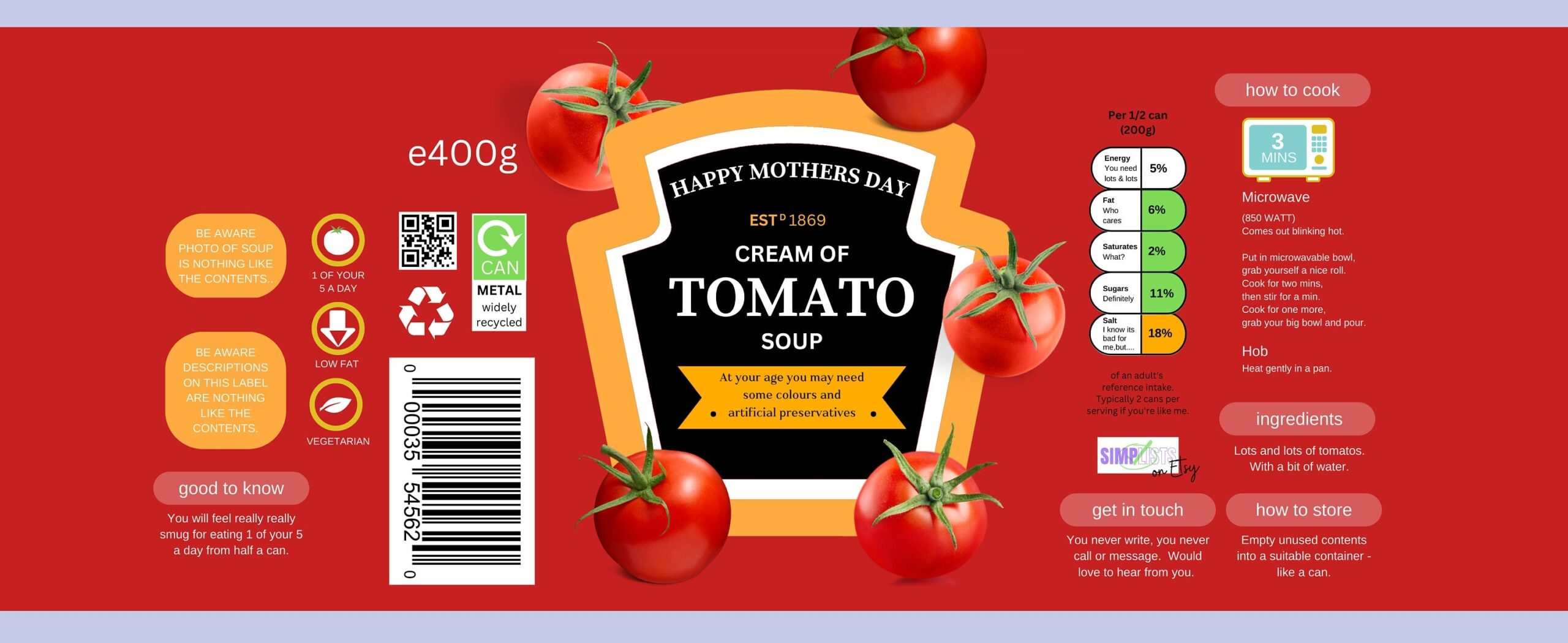 Tomato Soup Can Label Mothers Day Pdf